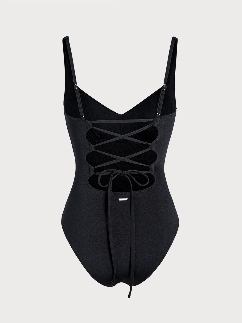Black V-Neck Ruched Tummy Control One-Piece Swimsuit