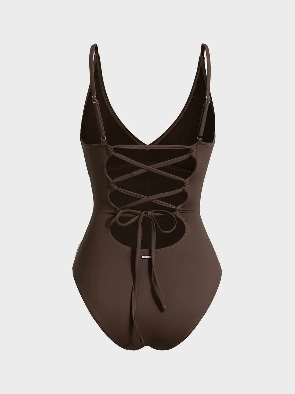 Dark Coffee V Neck Tummy Control One-Piece Swimsuit-Available In Long Torso