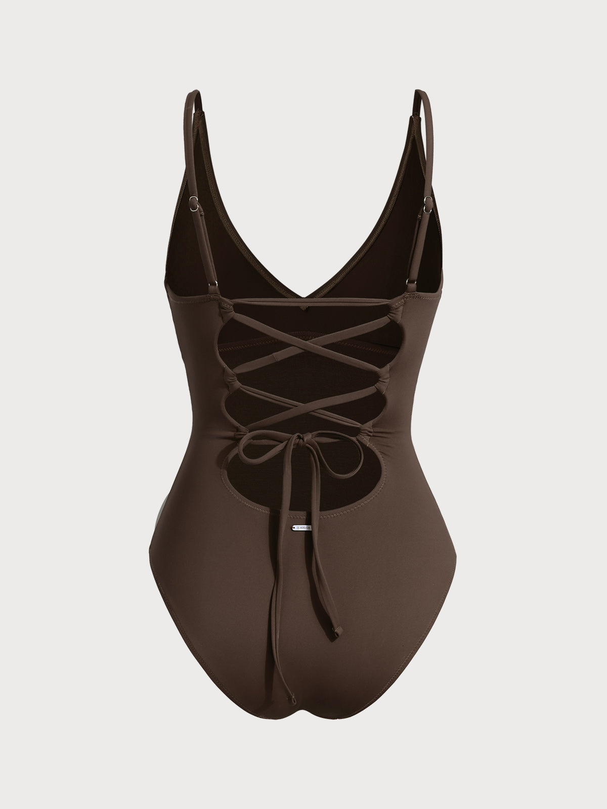 Dark Coffee V Neck Tummy Control One-Piece Swimsuit-Available In Long Torso