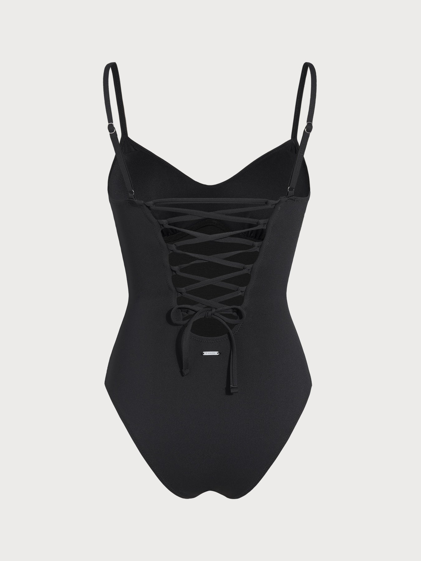 Black Underwire Cross Back Tummy Control One-Piece Swimsuit