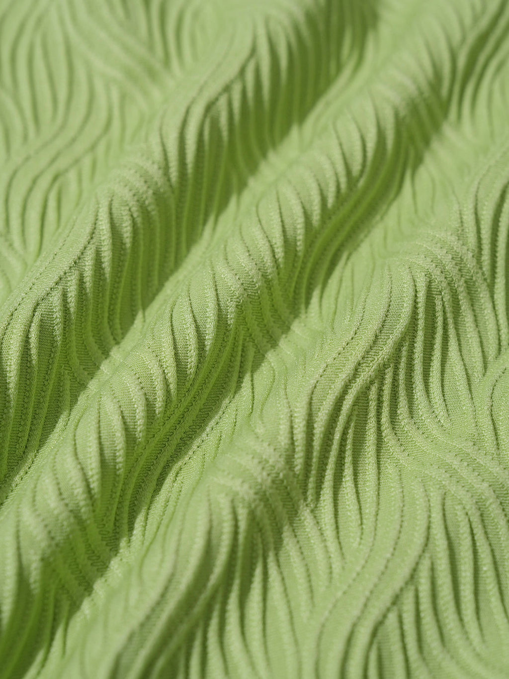 Light Green Textured Plunge One-Piece Swimsuit