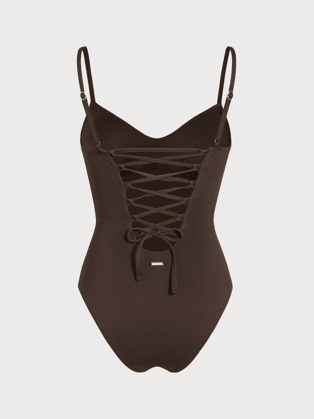 Dark Coffee Underwire Cross Back Tummy Control One-Piece Swimsuit