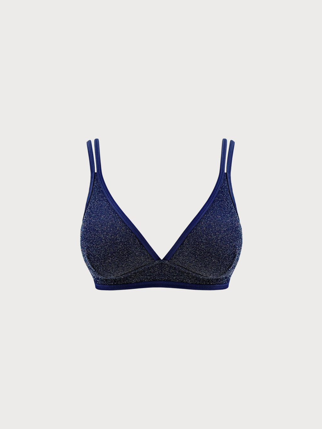 Blue Lurex Plus Size Bikini Top