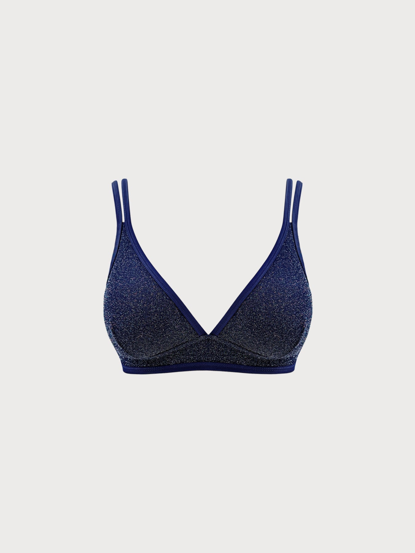 Blue Lurex Plus Size Bikini Top