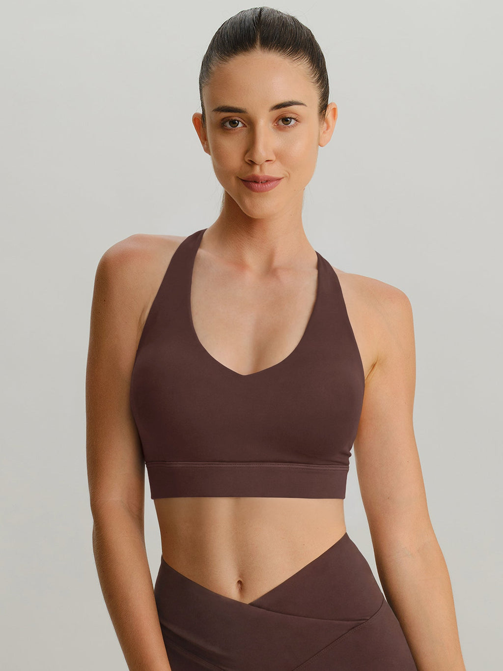 Brown Mesh X Cross Sports Bra - Light Support