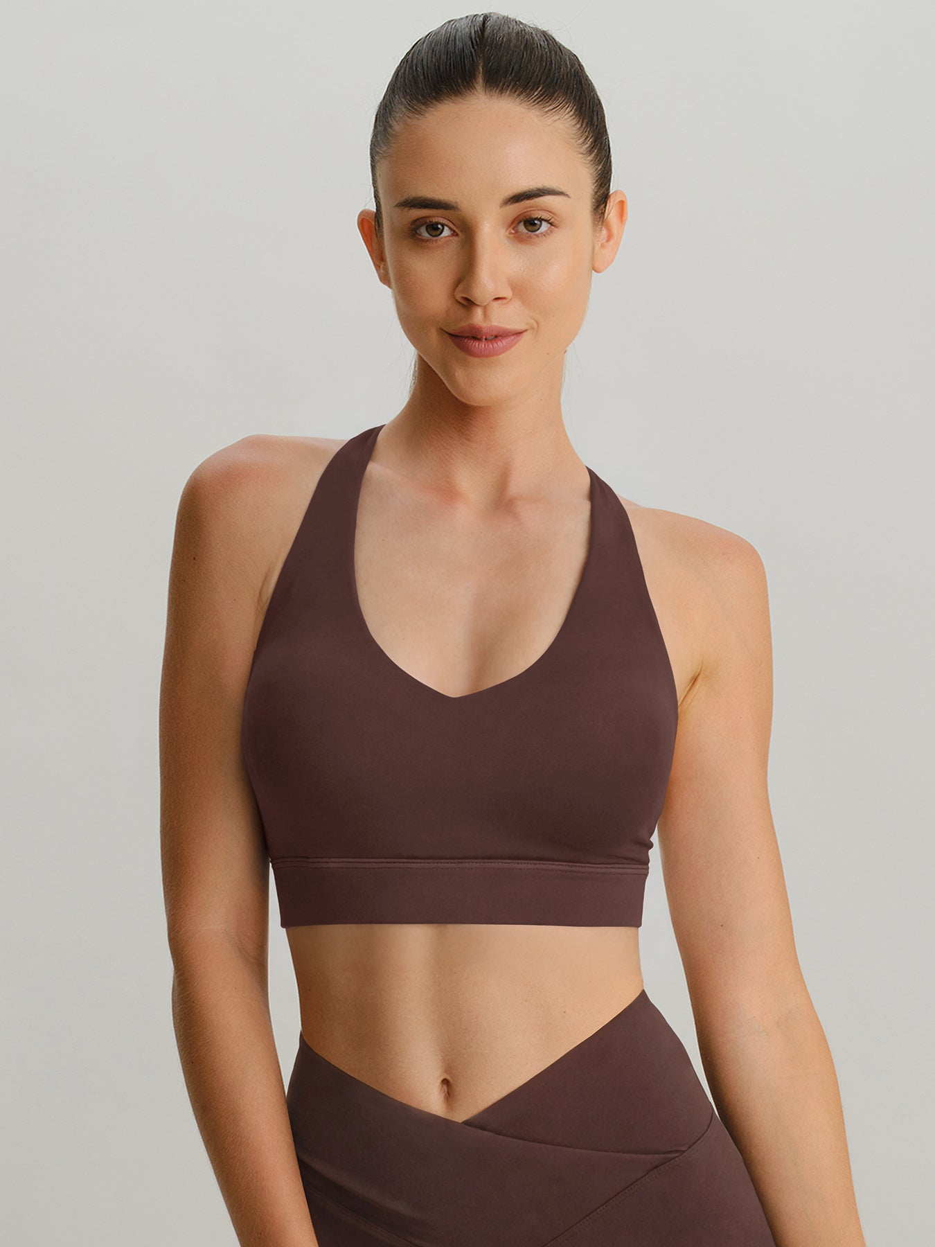 Brown Mesh X Cross Sports Bra - Light Support