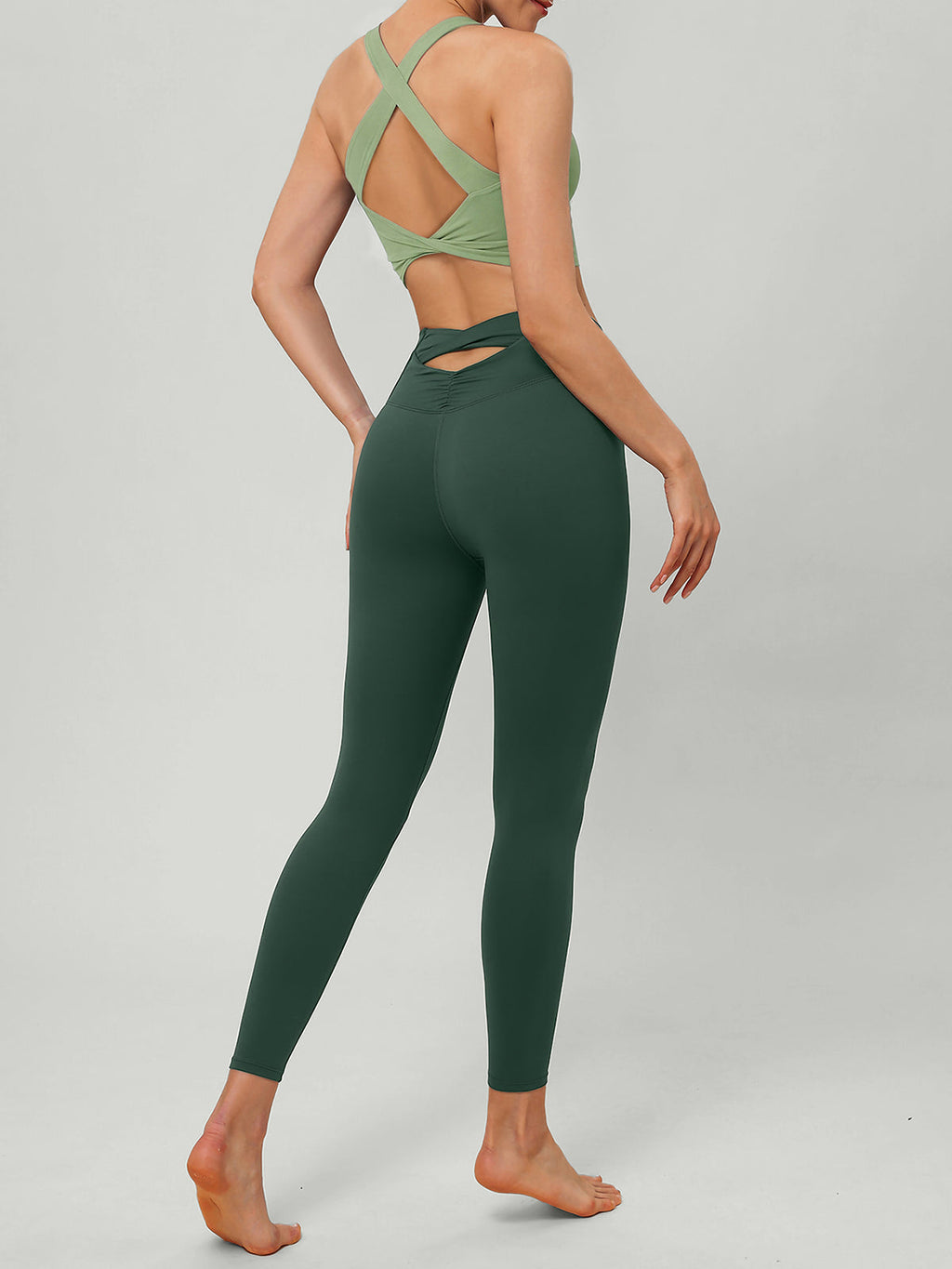 Light Green Twist X-Cross Sports Bra - Light Support
