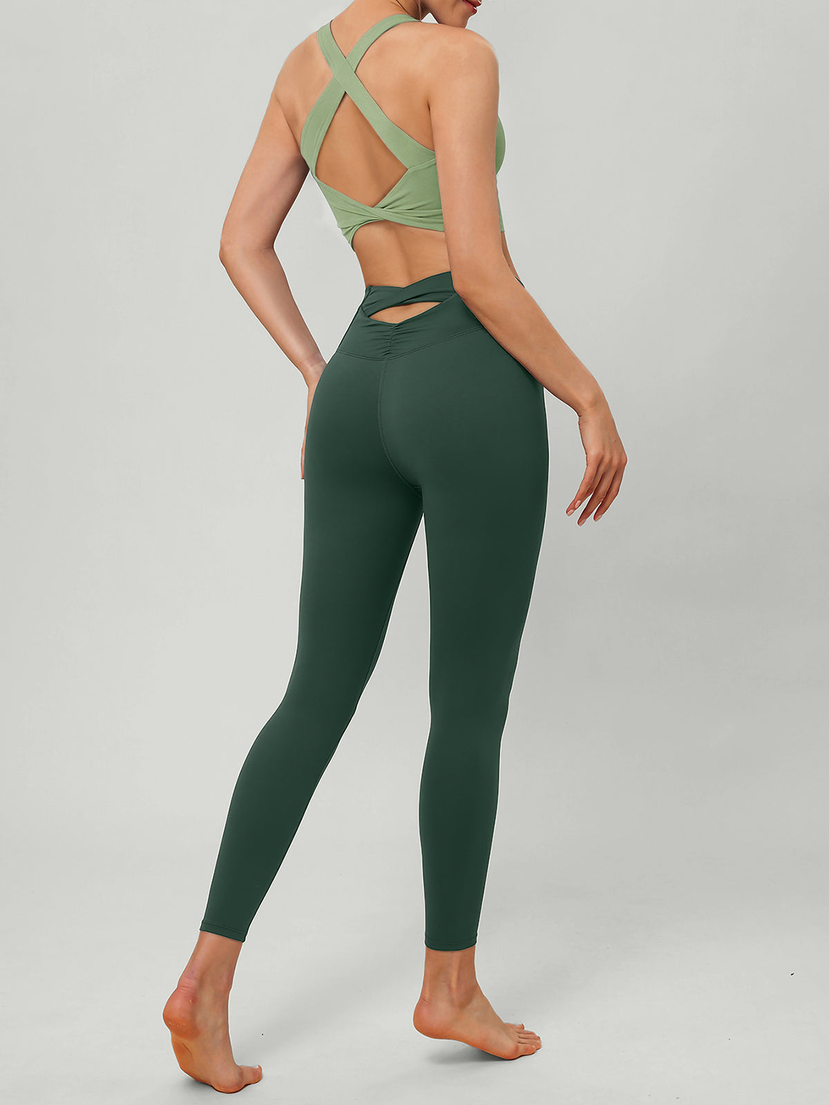 Light Green Twist X-Cross Sports Bra - Light Support