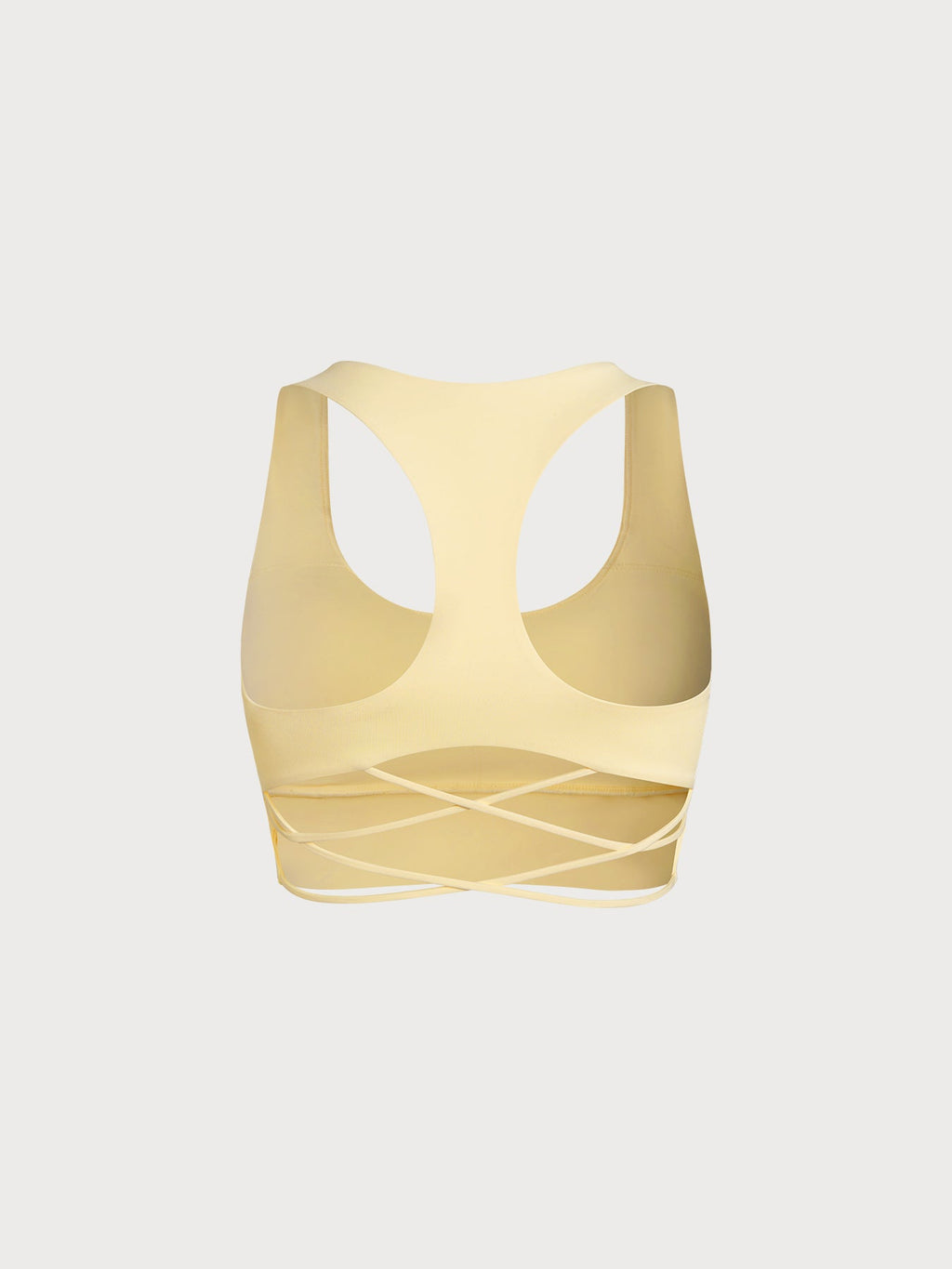 Light Yellow Crisscross Tie Back Sports Bra - Light Support