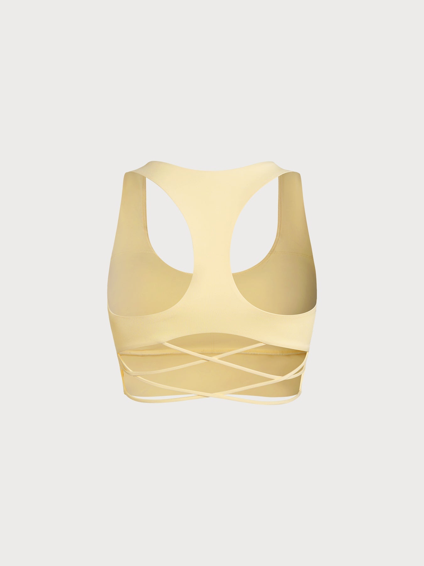 Light Yellow Crisscross Tie Back Sports Bra - Light Support