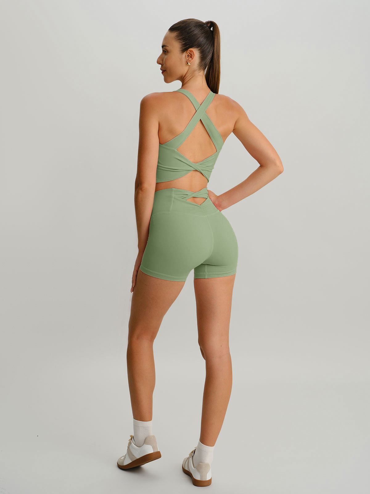 Light Green Twist X-Cross Sports Bra - Light Support