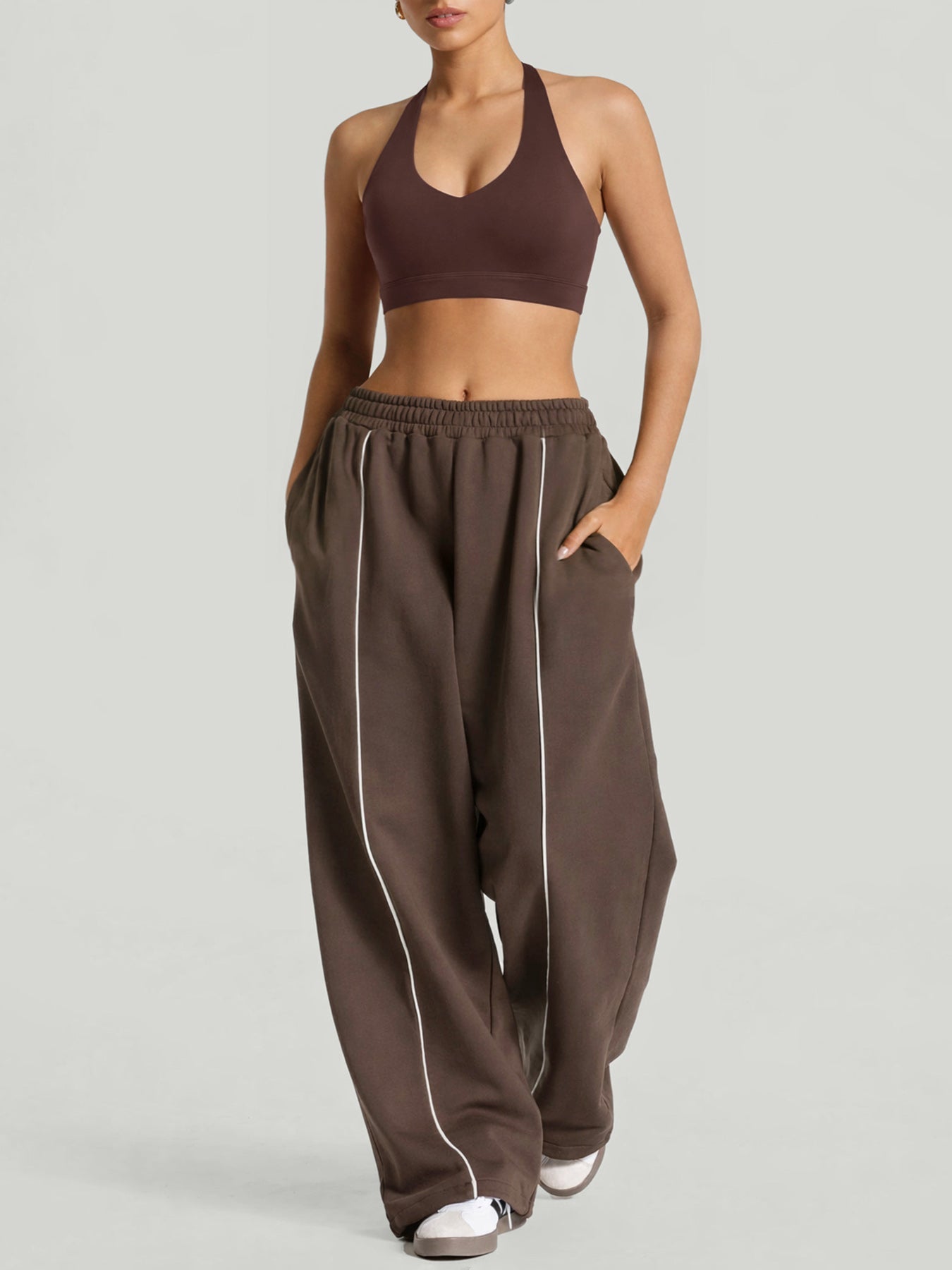 Brown Mesh X Cross Sports Bra - Light Support