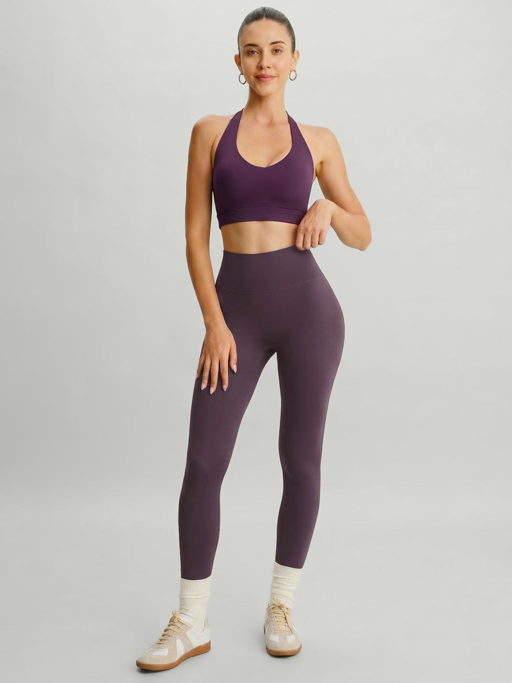 Purple Crisscross Strappy Back Sports Bra