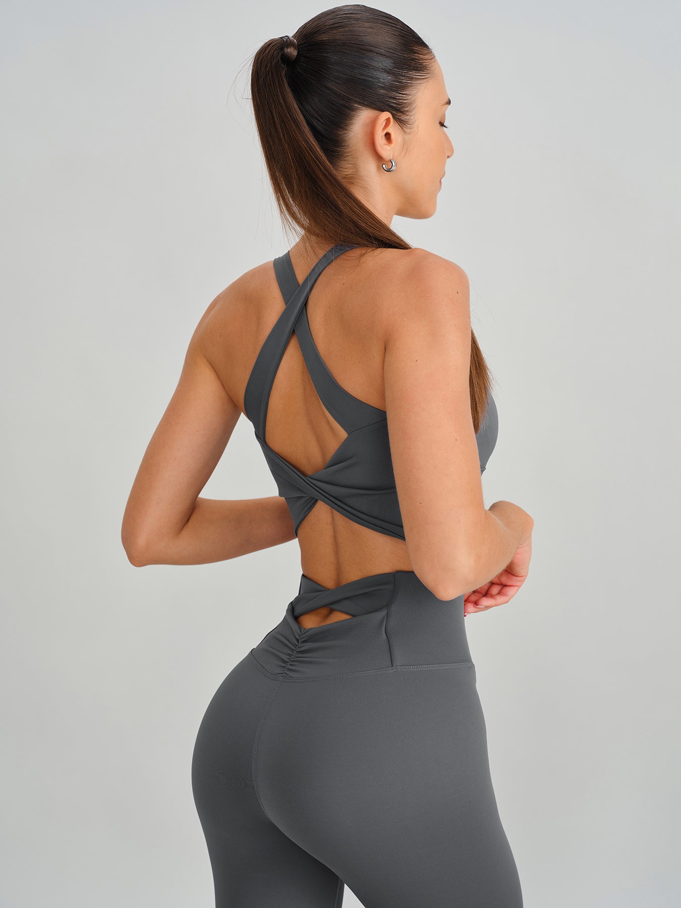 Grey Twist X-Cross Sports Bra - Light Support