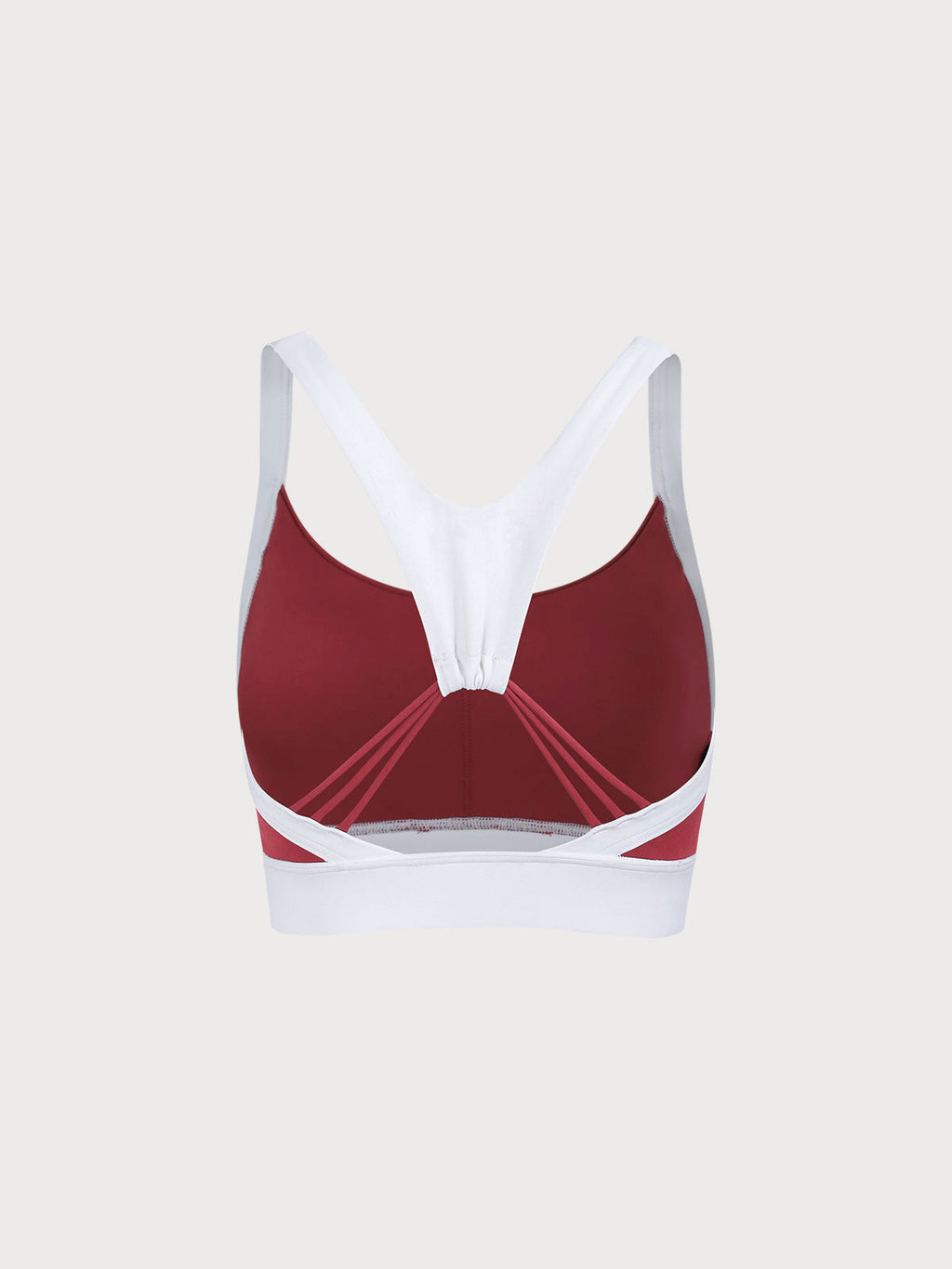 Dark Red Contrast U Neck Sports Bra - Light Support