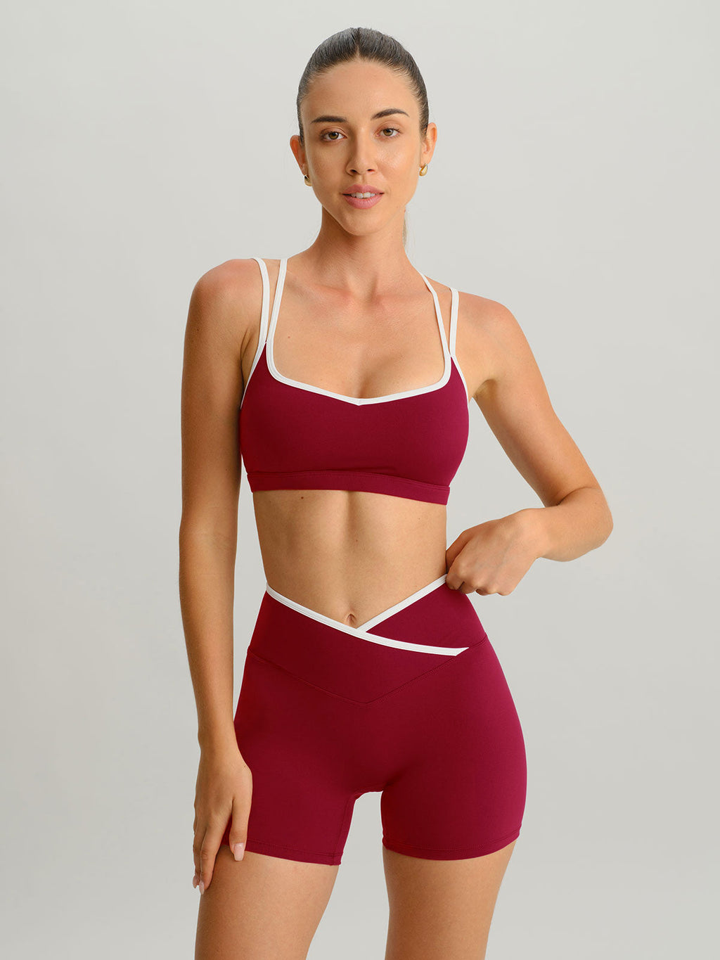 Wine Red X Cross Sports Bra - Light Support