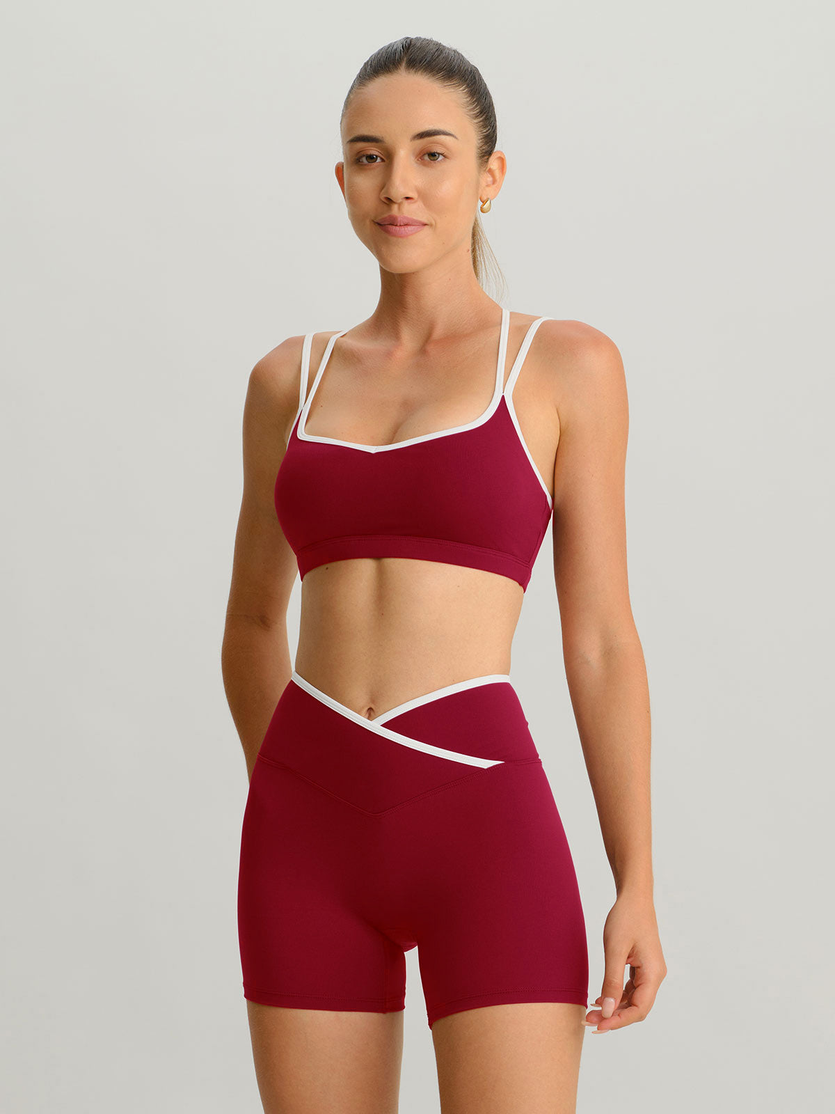 Wine Red X Cross Sports Bra - Light Support