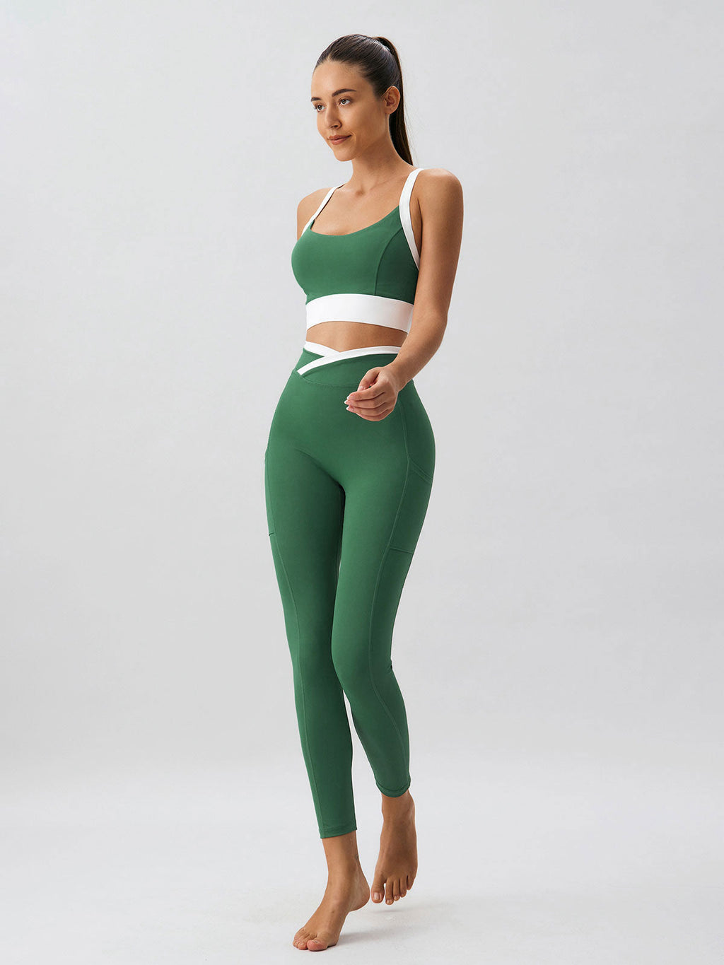 Green Natural V-Waisted Leggings 25"