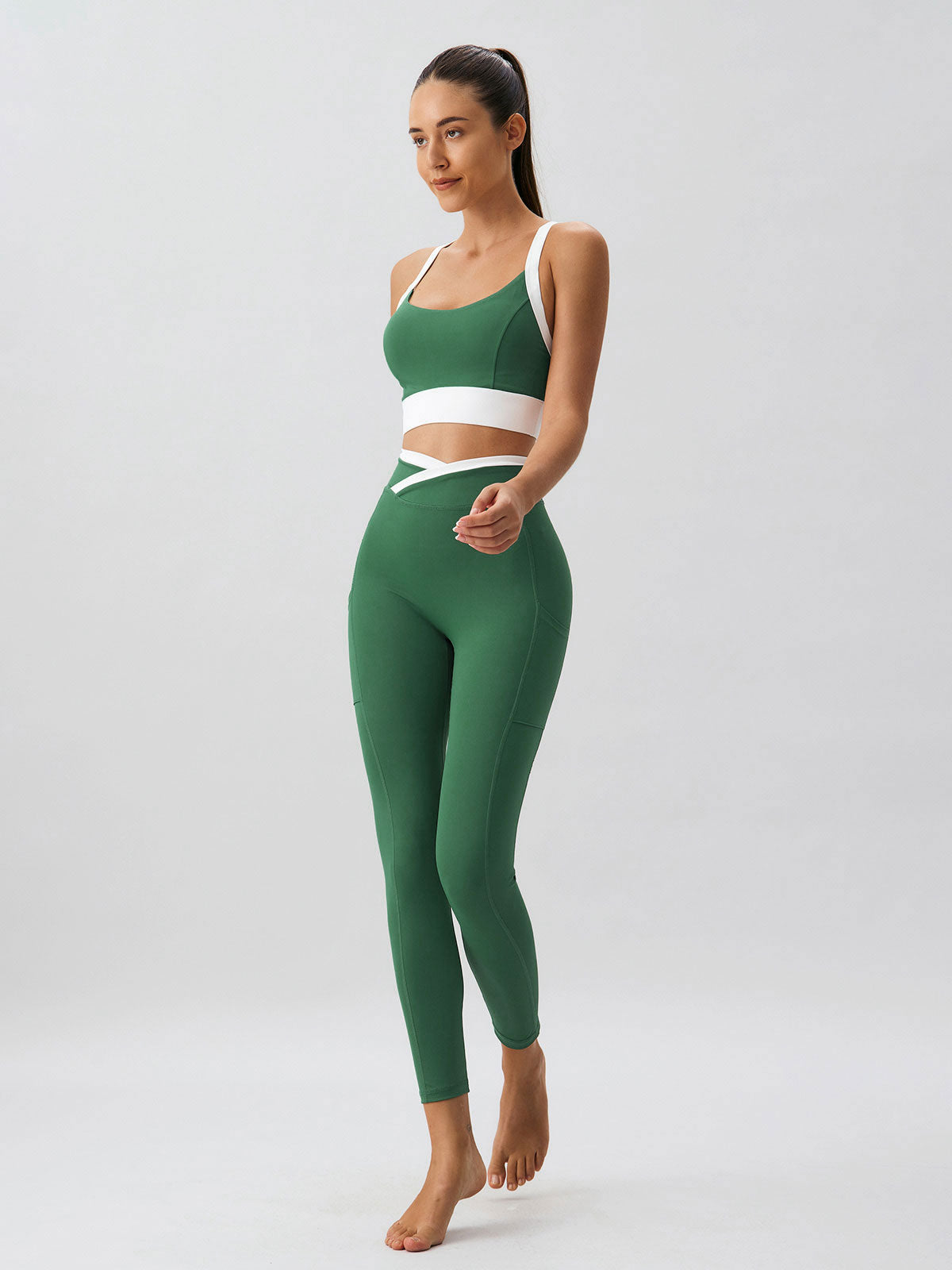 Green Natural V-Waisted Leggings 25"