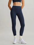 Navy High-Waisted Contrast Trim Leggings 25"