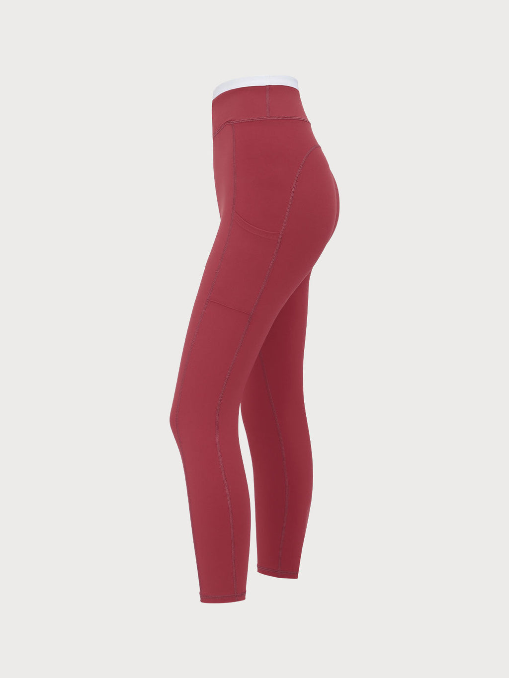 Dark Red Natural V-Waisted Leggings 25"