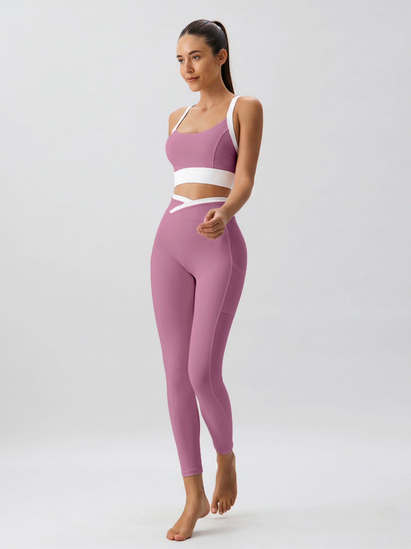 Pink Natural Waisted Leggings 25"