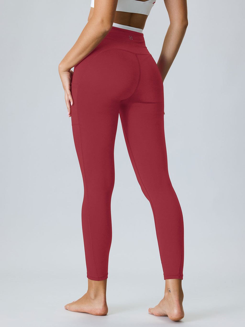 Dark Red Natural V-Waisted Leggings 25"