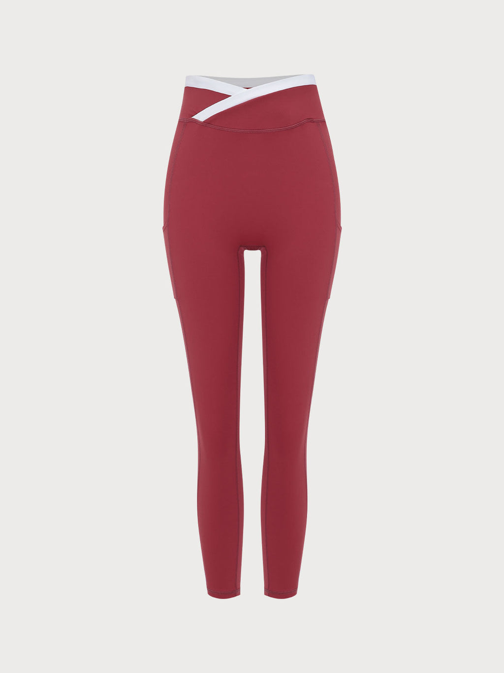 Dark Red Natural V-Waisted Leggings 25"
