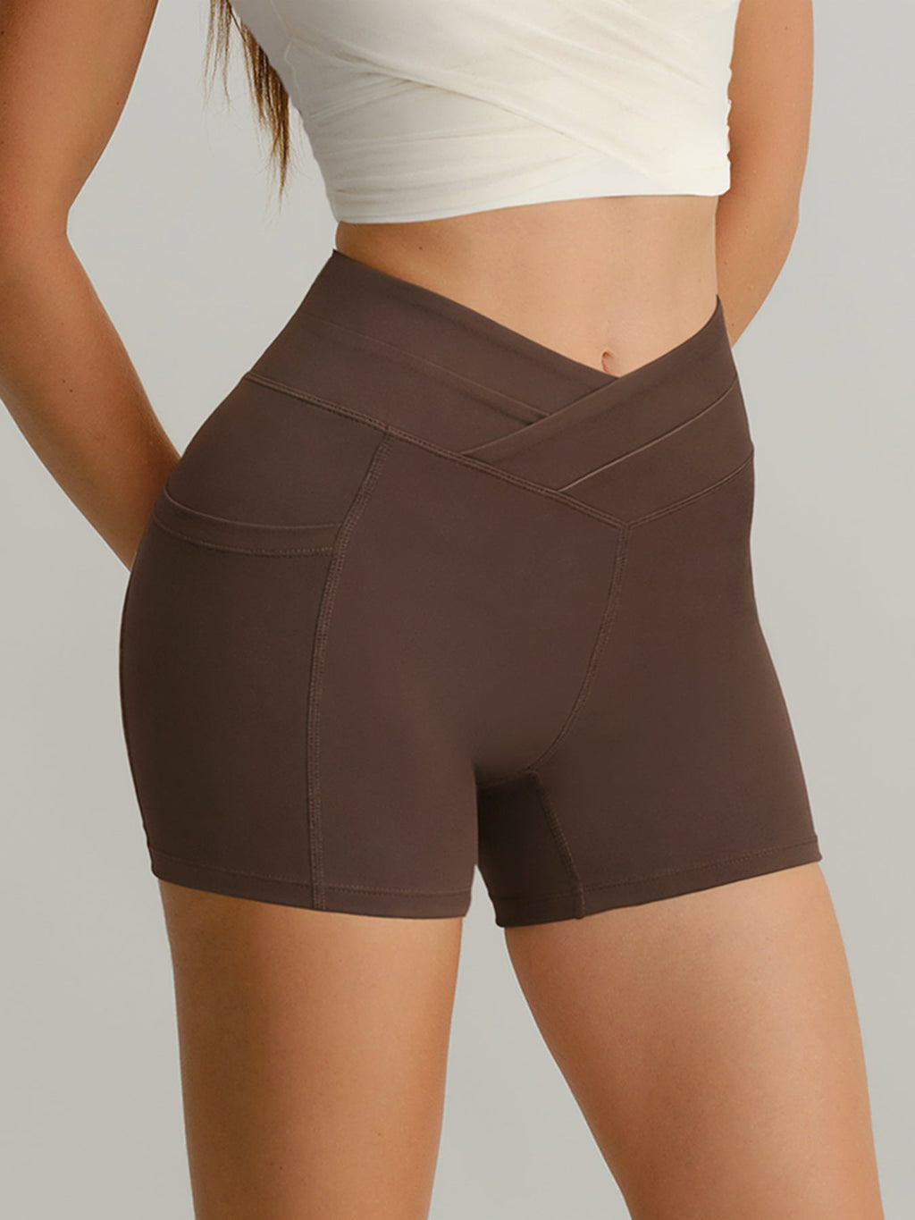 Coffee High Waisted Shorts 3"