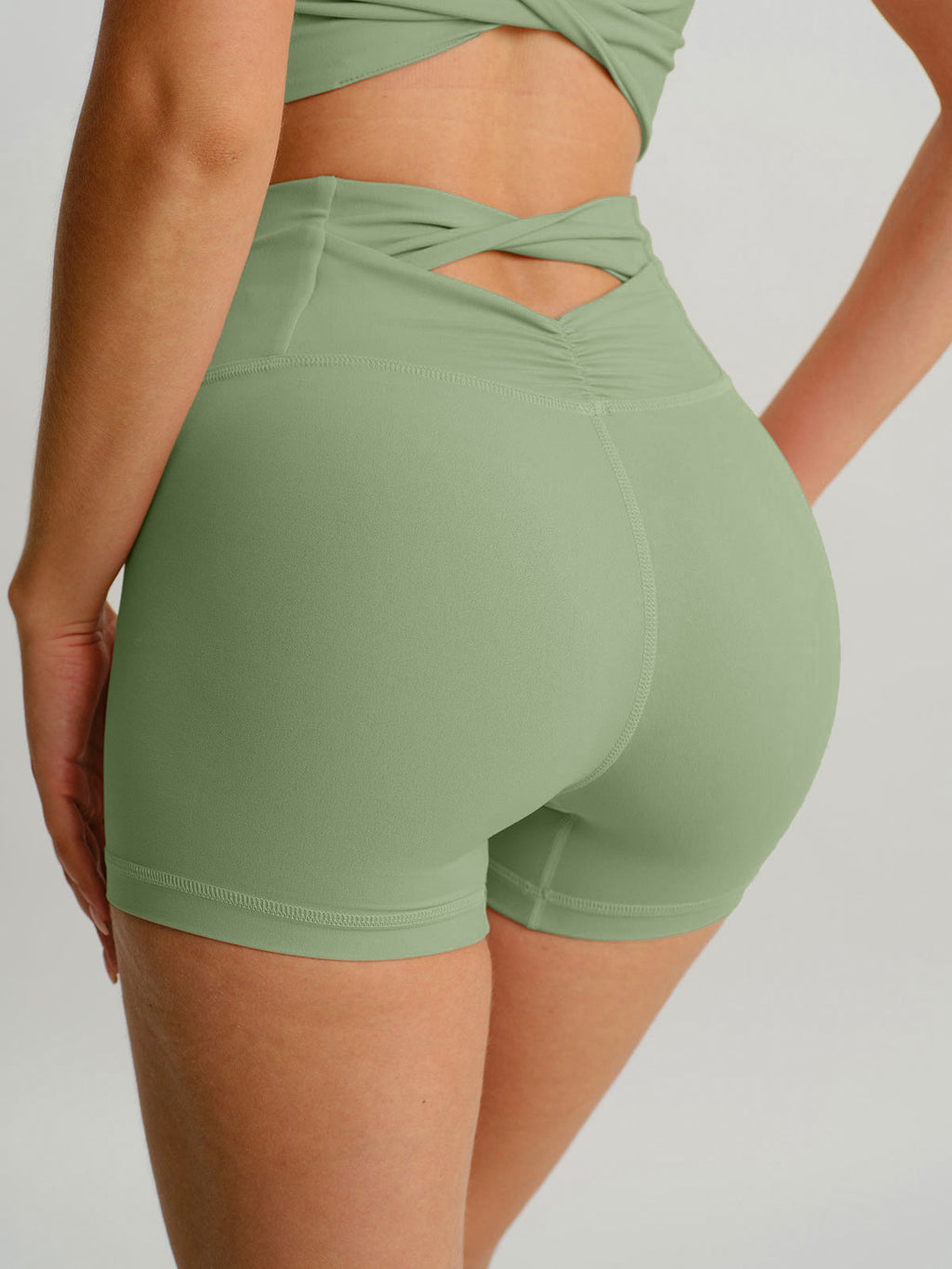 Light Green Cut Out Shorts 3"