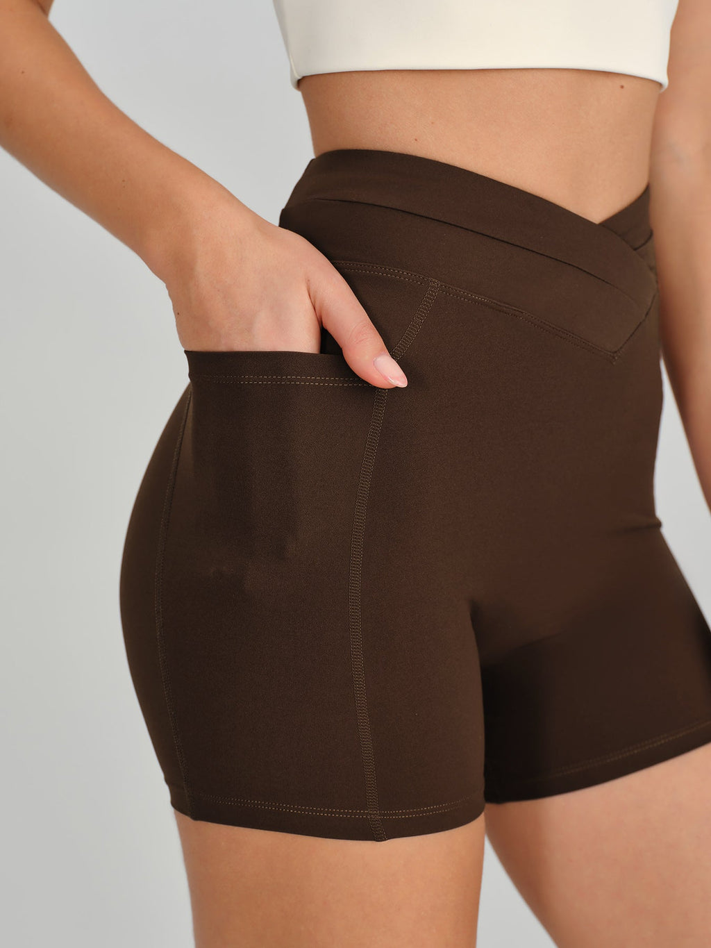Coffee High Waisted Shorts 3"