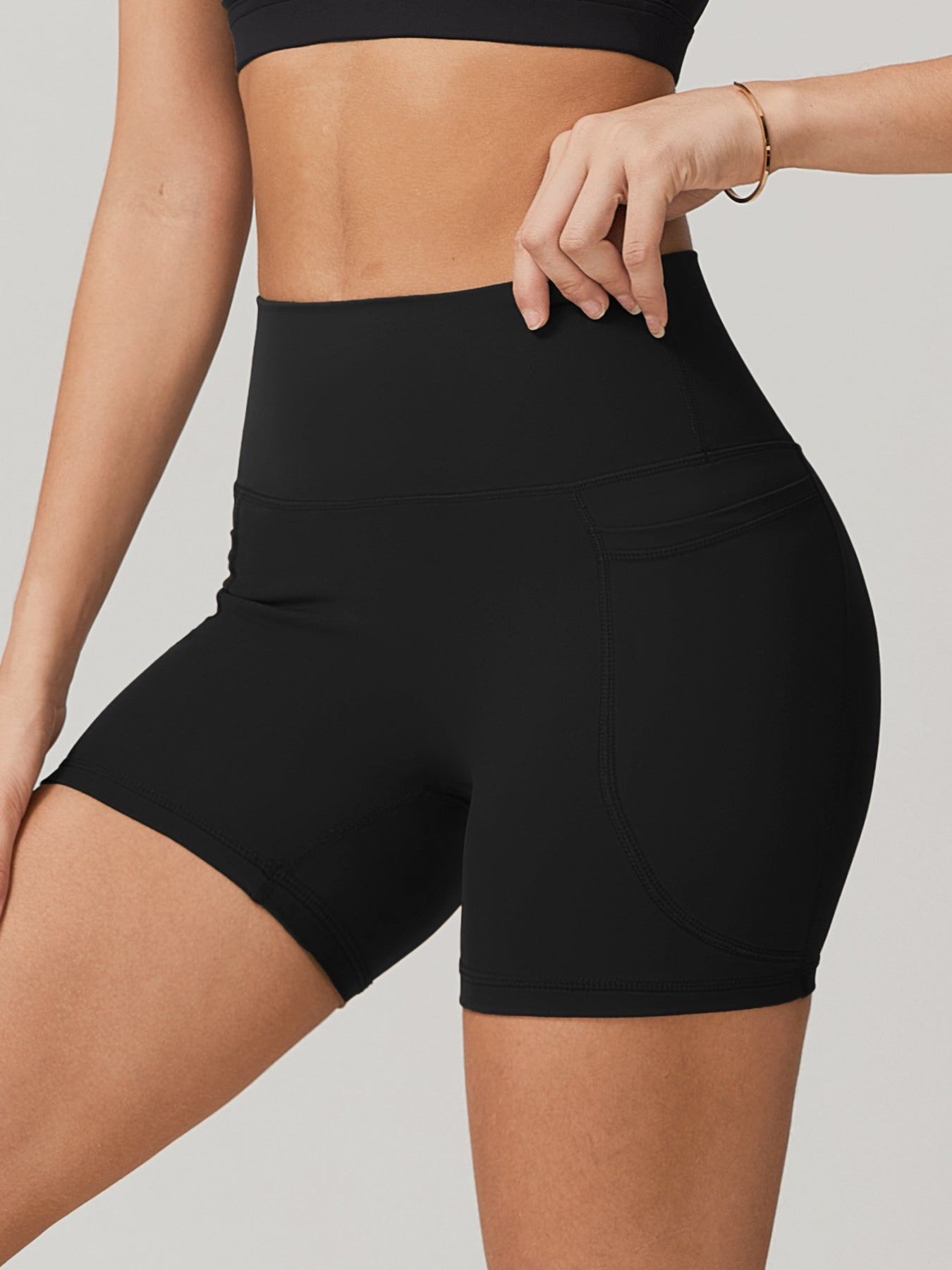 Black Natural Waisted Sports Shorts 3"