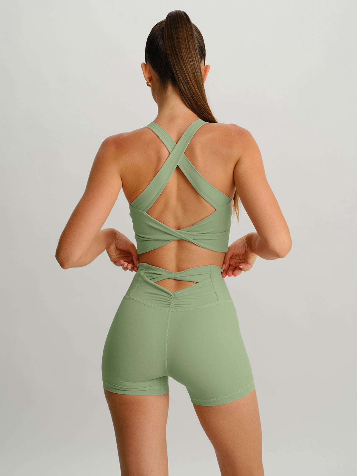 Light Green Cut Out Shorts 3"