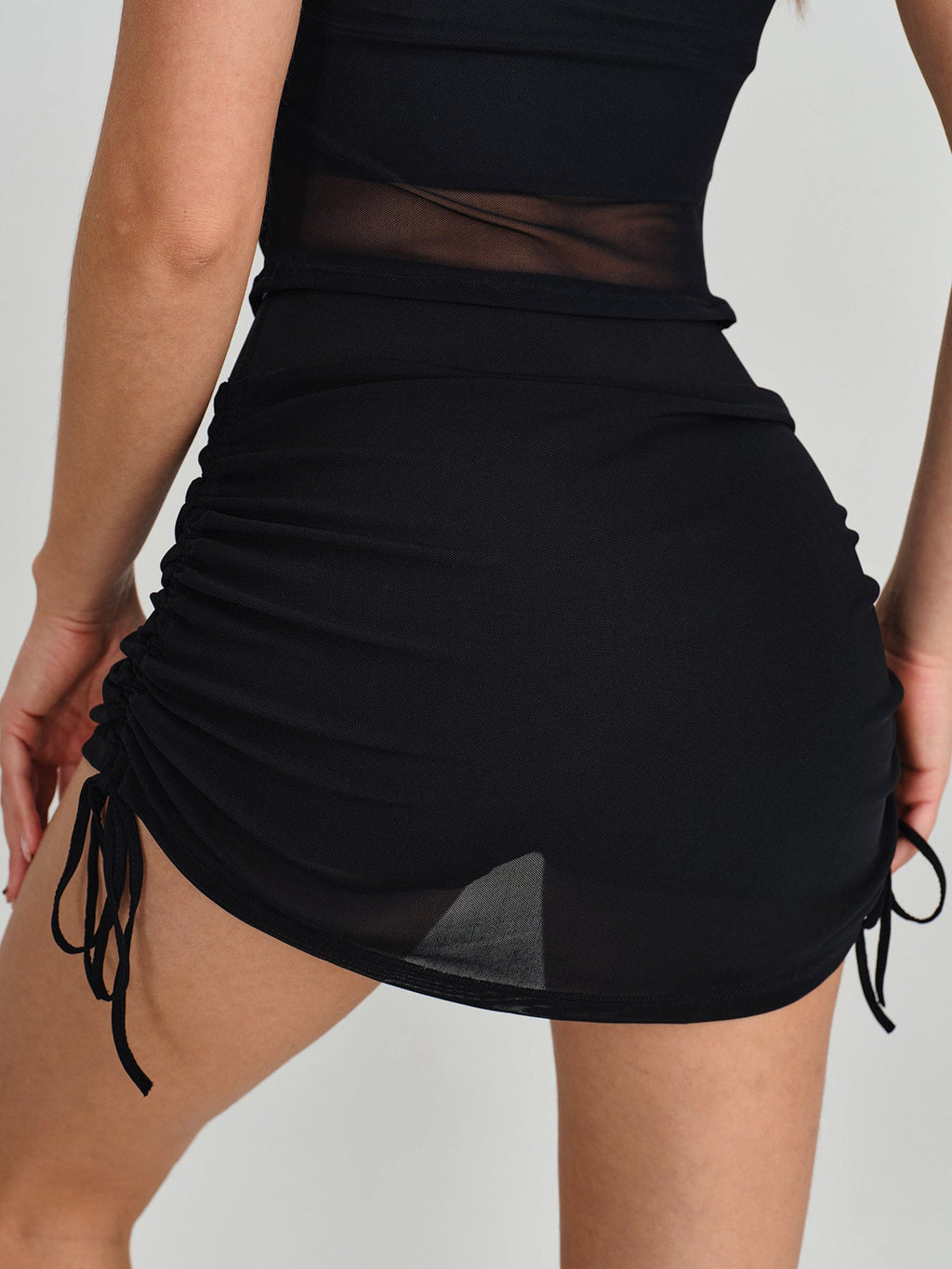 Black Mesh Tie Sports Skirt
