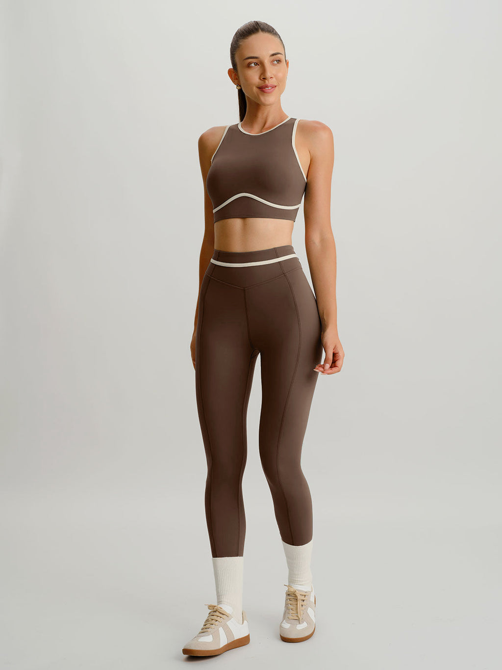 Coffee Round Neck Line Tank Top