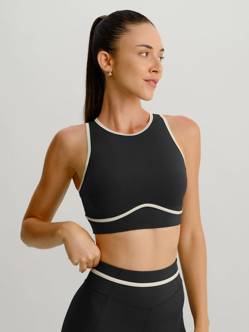 Black Round Neck Line Tank Top