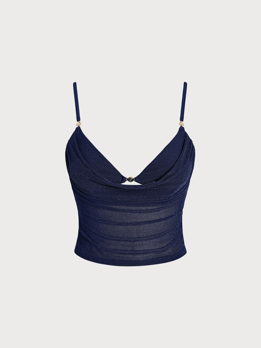 Blue Shimmer Gold-Accented Tankini Top