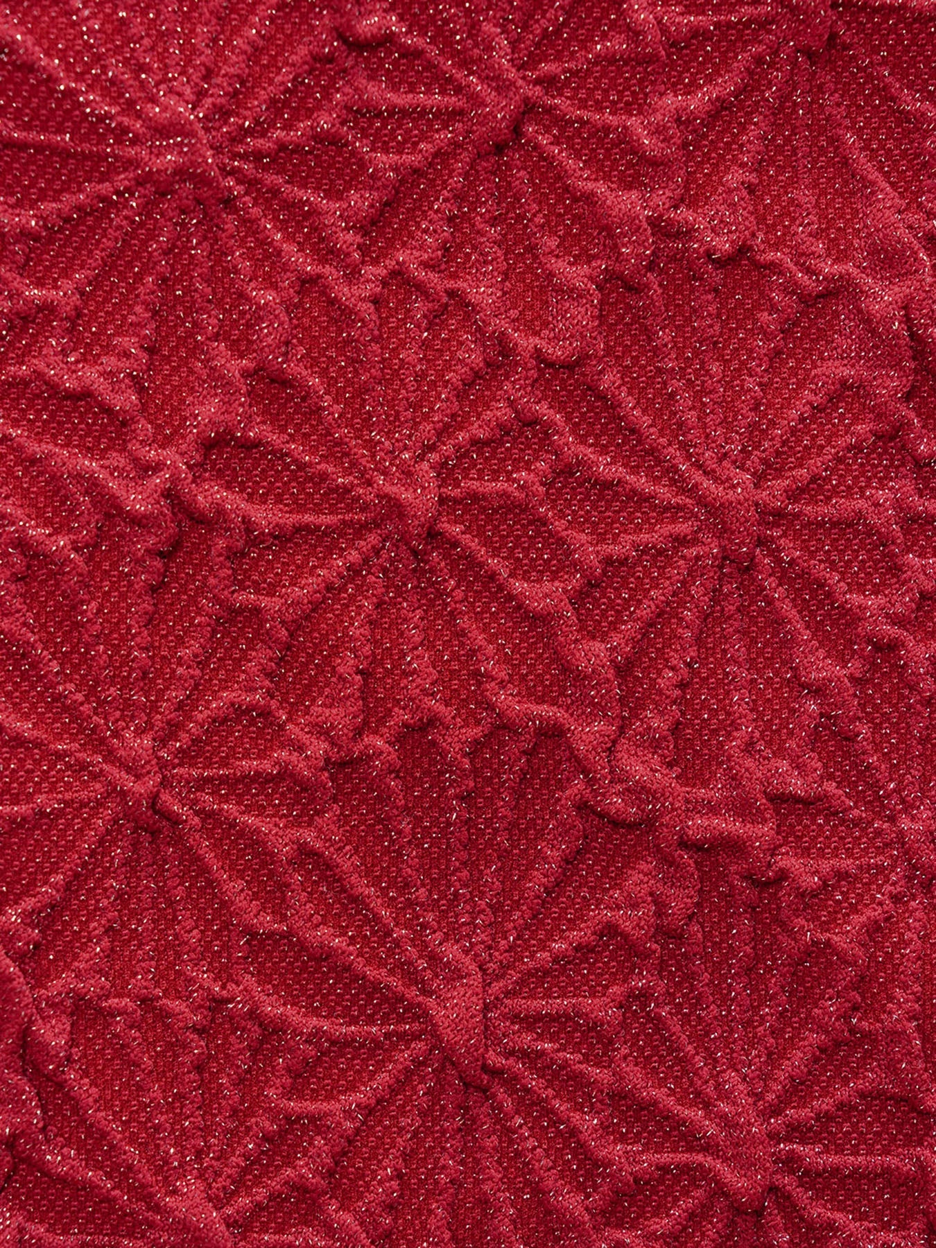 Wine Red Lurex Textured Tankini Top