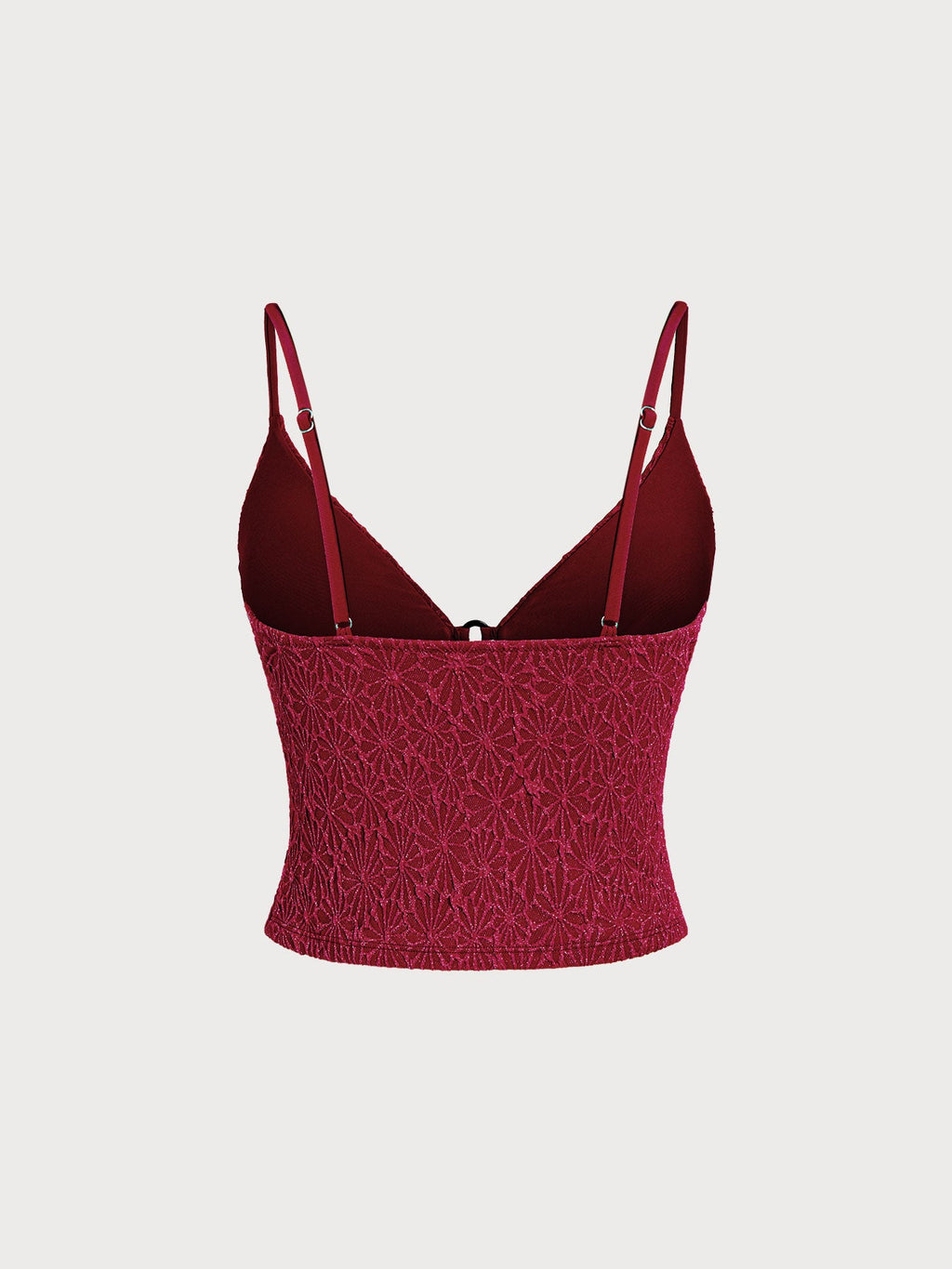 Wine Red Lurex Textured Tankini Top