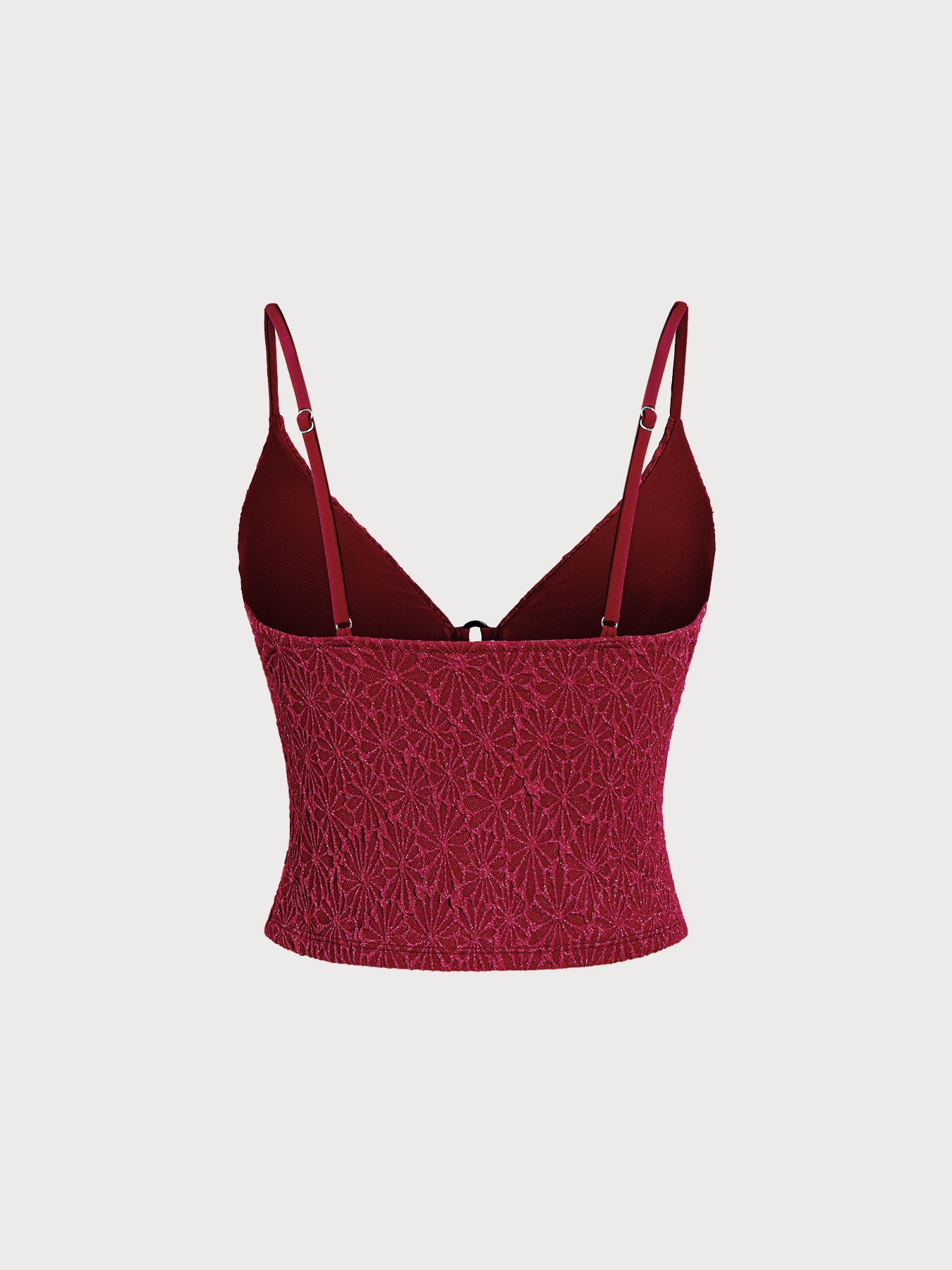 Wine Red Lurex Textured Tankini Top