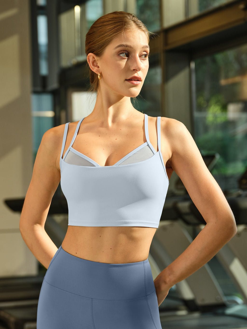Light Blue I-back Sports Bra-Light Support