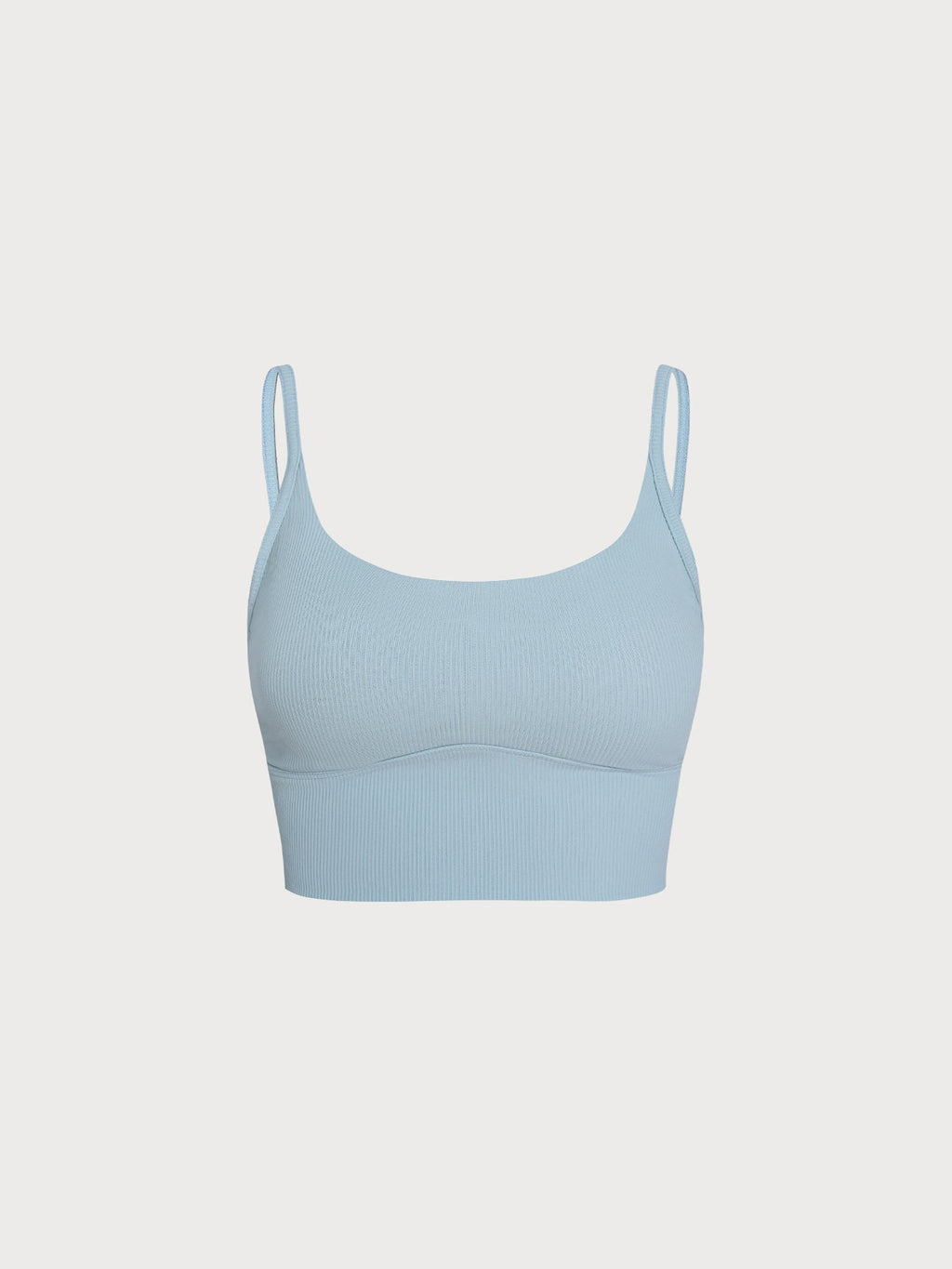 Light Blue Ribbed Square Neck Sports Cami