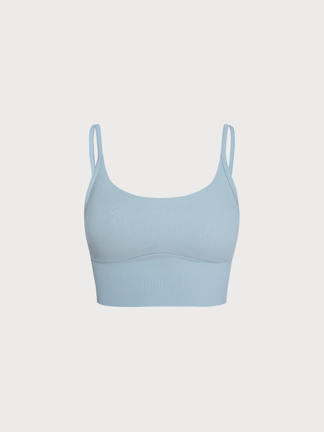 Light Blue Ribbed Square Neck Sports Cami