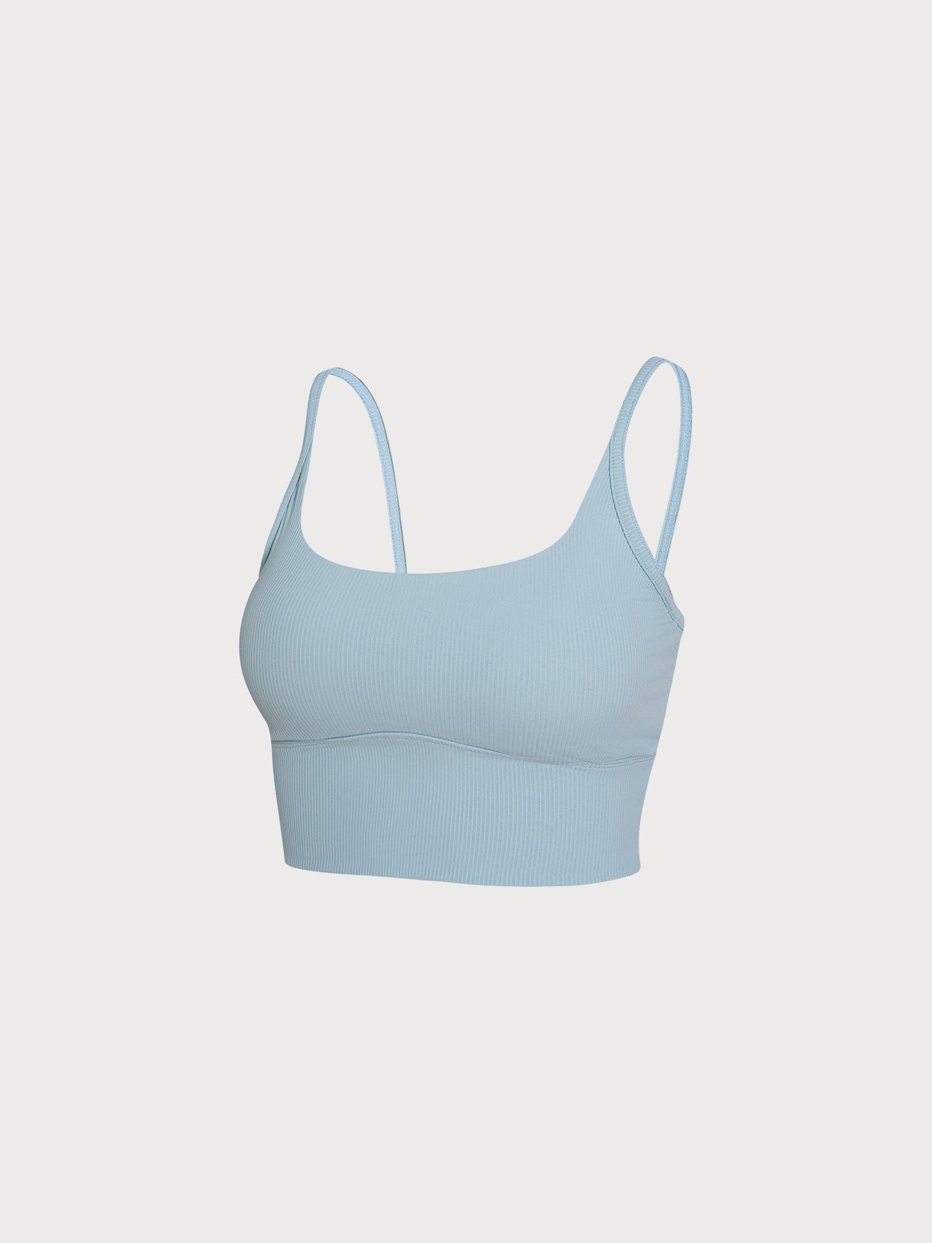 Light Blue Ribbed Square Neck Sports Cami