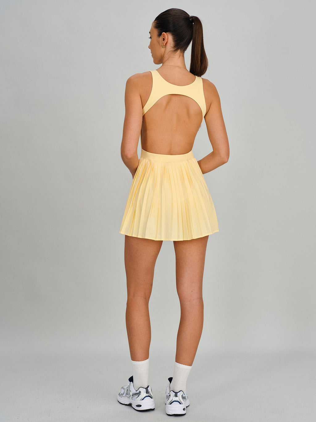 Yellow Square Neck Yoga Dress - Light Support