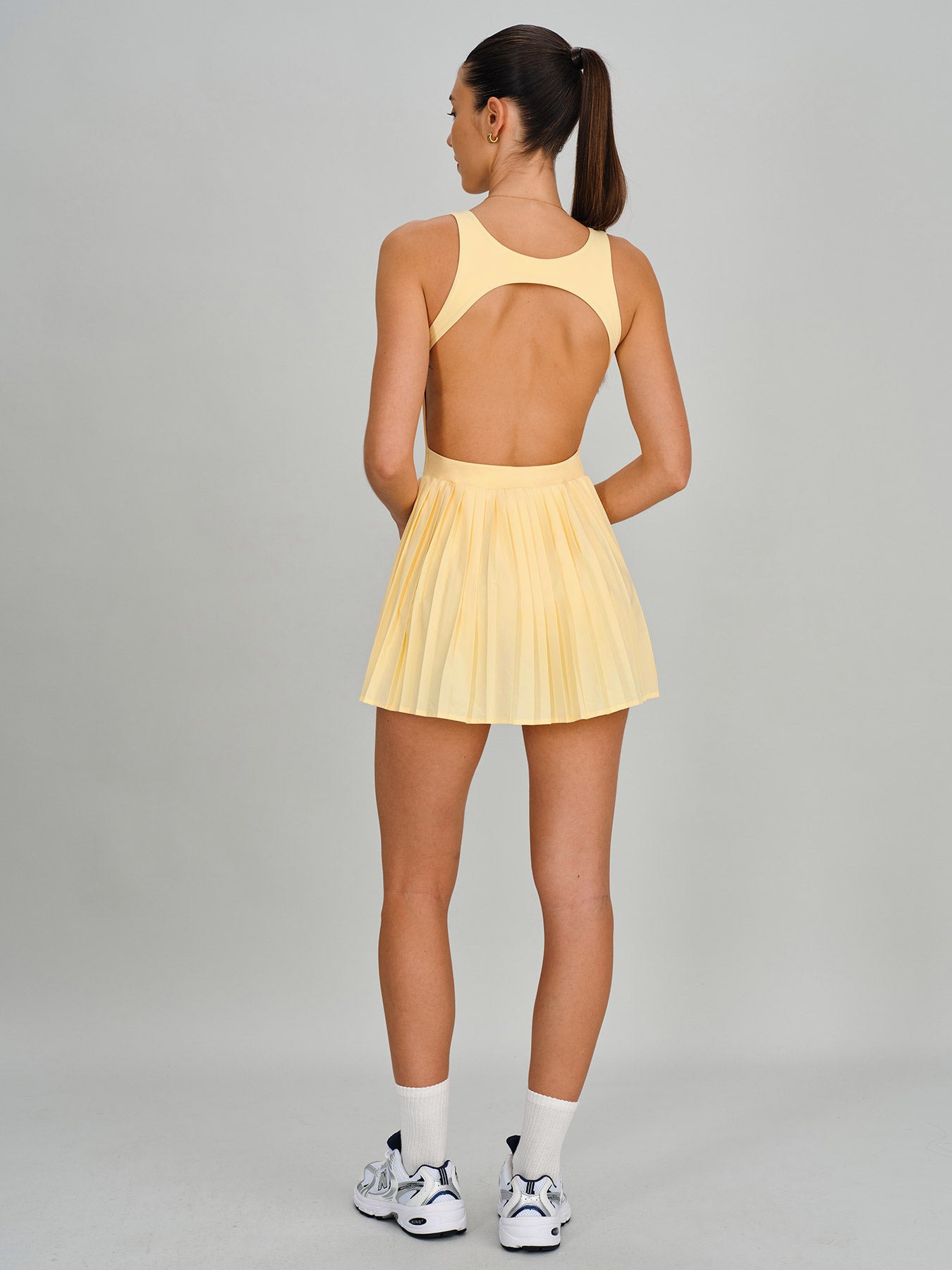 Yellow Square Neck Yoga Dress - Light Support