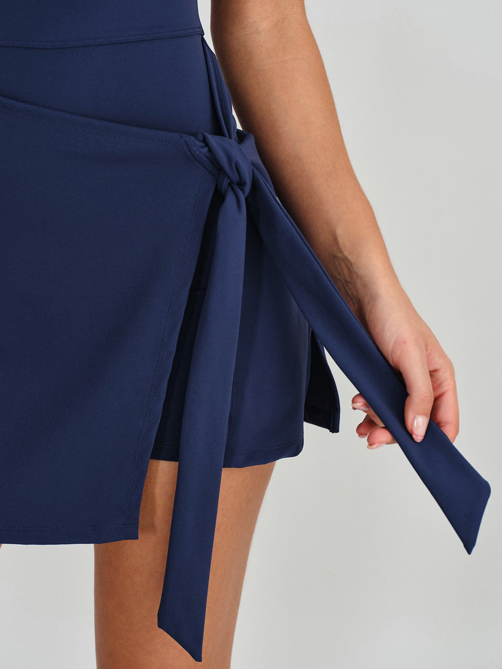 Navy Blue Wrap Tie Skort Romper