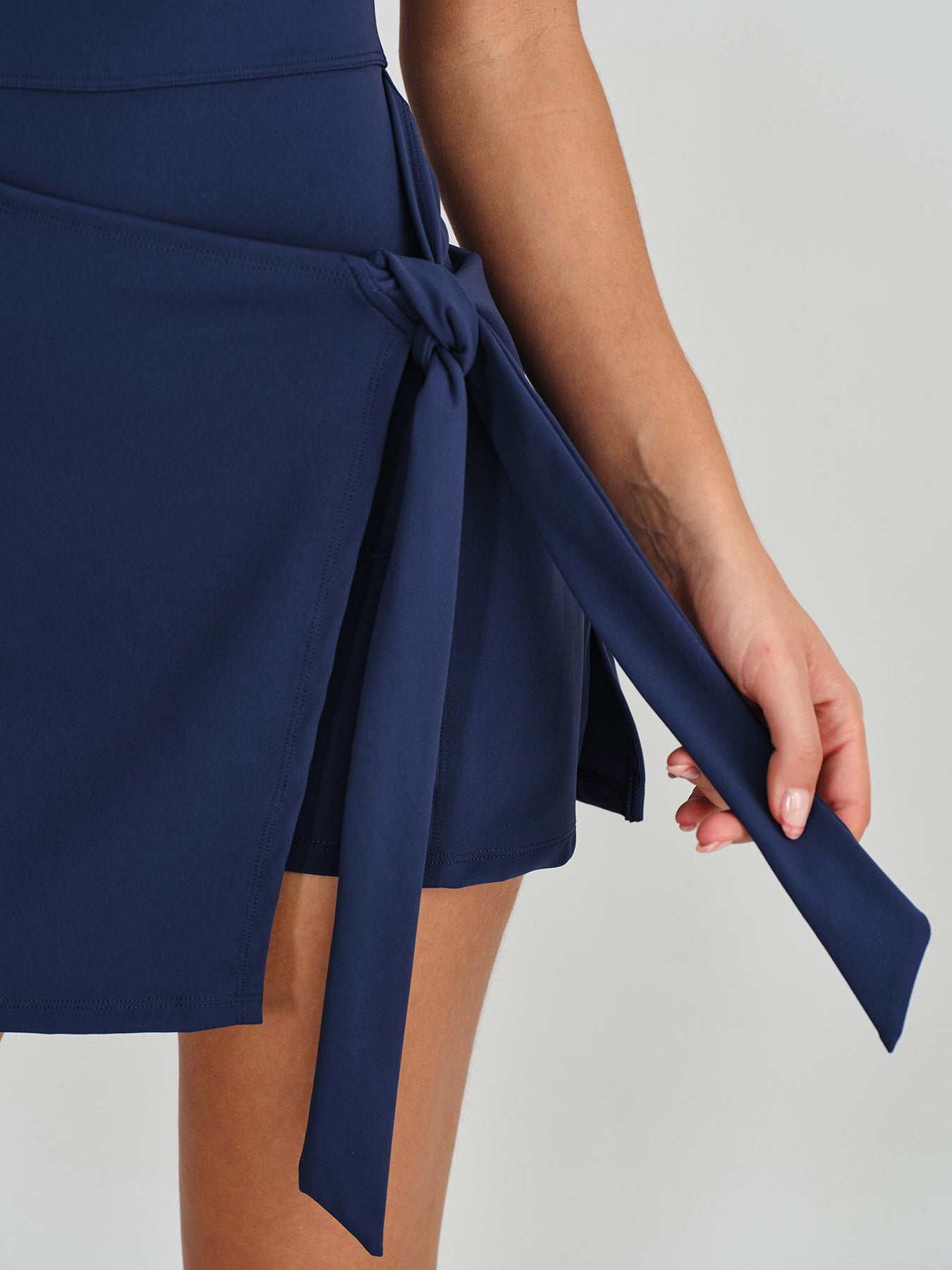 Navy Blue Wrap Tie Skort Romper