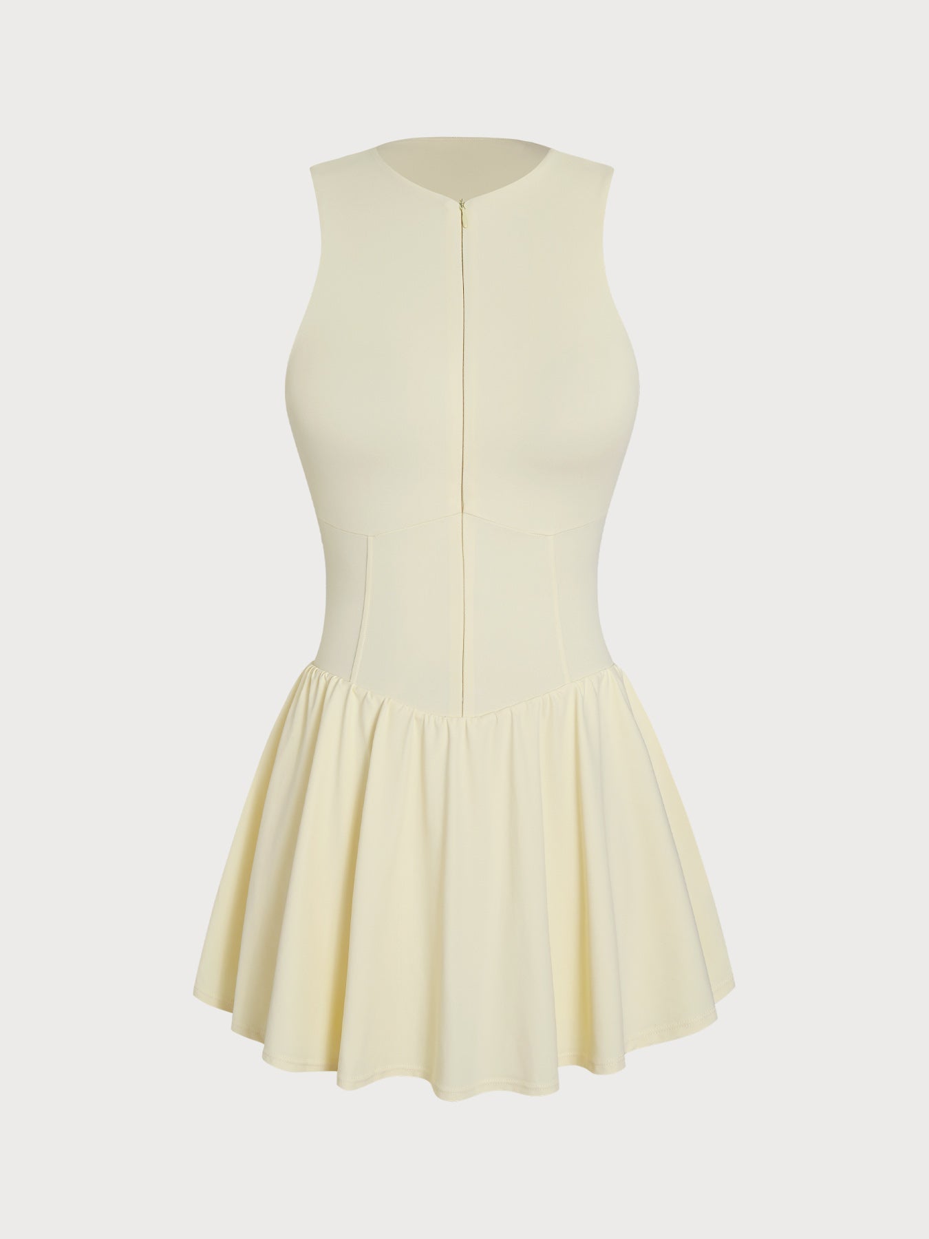 Light Yellow Front Zip Line Sport Dress