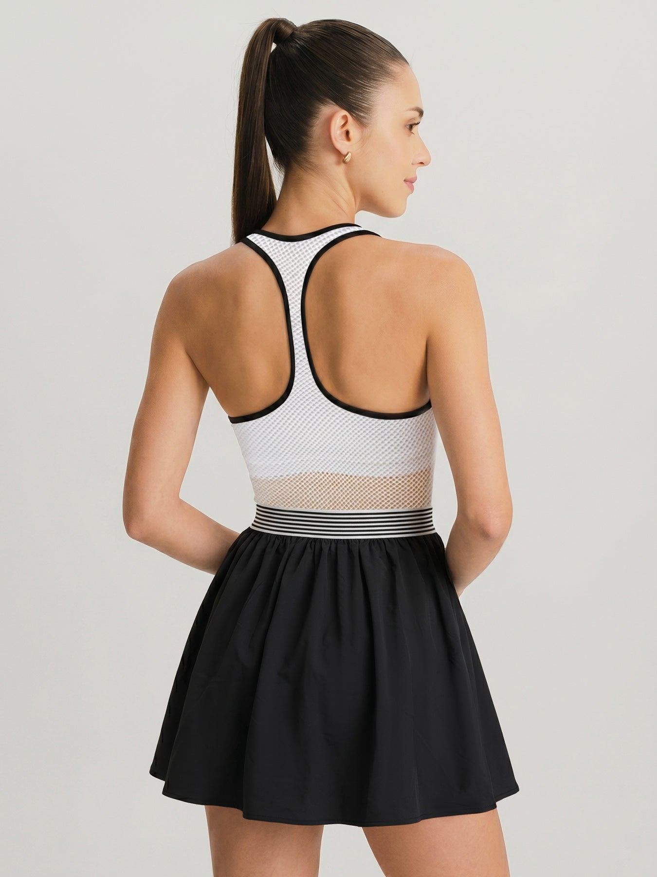 White A-Line Open Back Tennis Dress - Light Support
